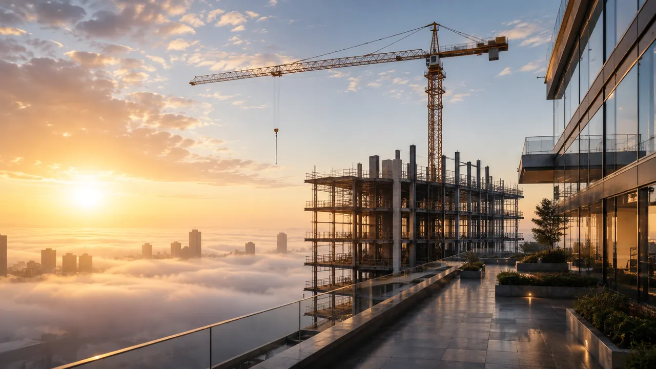 Crane and high-rise construction